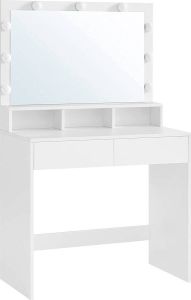 Nancy's Bungays Brook Kaptafel met LED-lampen Make-up Tafel Modern Wit 80 x 40 x 140 cm
