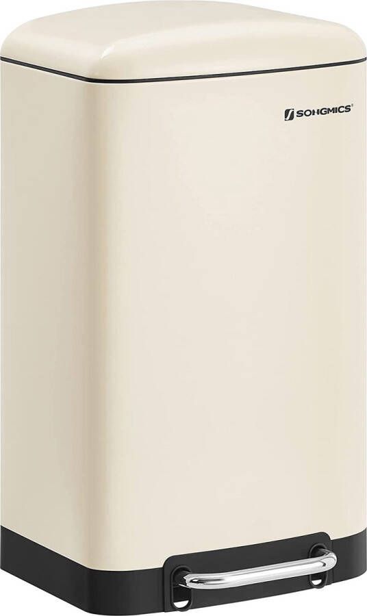 Nancy's Chipman Prullenbak Pedaalemmer 30L Staal Binnenemmer Softclose Luchtdicht Crèmewit 34 x 25 x 61 5 cm