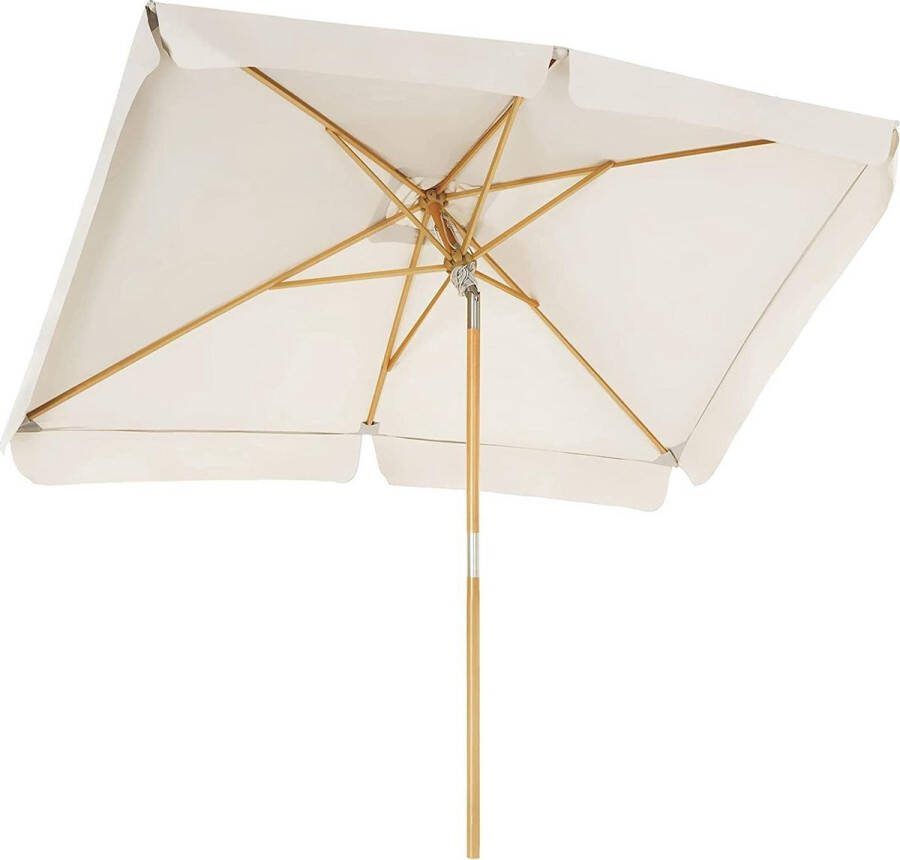Nancy's DeSoto Parasol Tuinparasol UPF 50+ Beukenhout Beige Bruin Zonwering Schaduw 300 x 200 cm