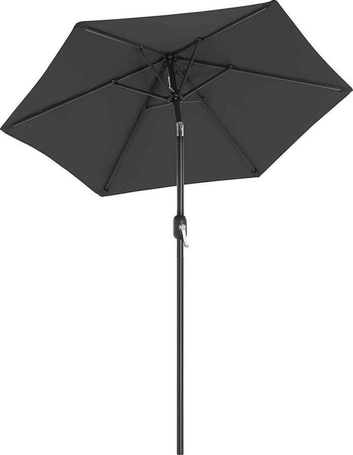 Nancy's Heber Parasol Marktparasol Tuinparasol UV-Bescherming UPF 50+ Metaal Buigbaar Grijs 200 cm