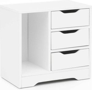 Nancy's Nachtkast Houten Kastje Wit -49 x 50 x 30 cm