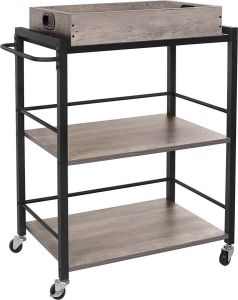 Nancy's Salem Vintage Keukenwagen Serveerwagen Keukentrolleys Rustiek Bruin Industriële Trolley 65 x 40 x 86 cm
