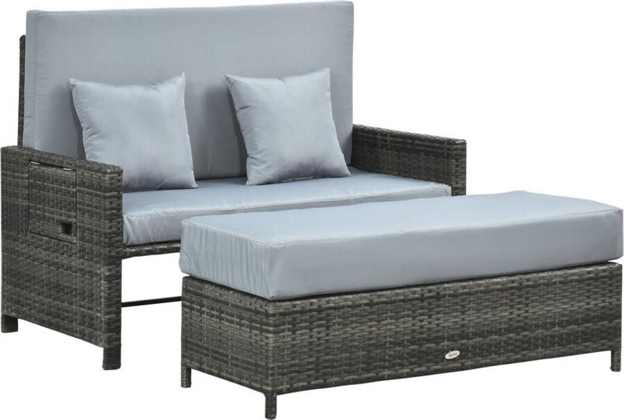 Nancy's Tarpum Cay Lounge Sofa 2-Zits Grijs Pe Metaal Polyester cm x 50 59 cm x 36 61 cm