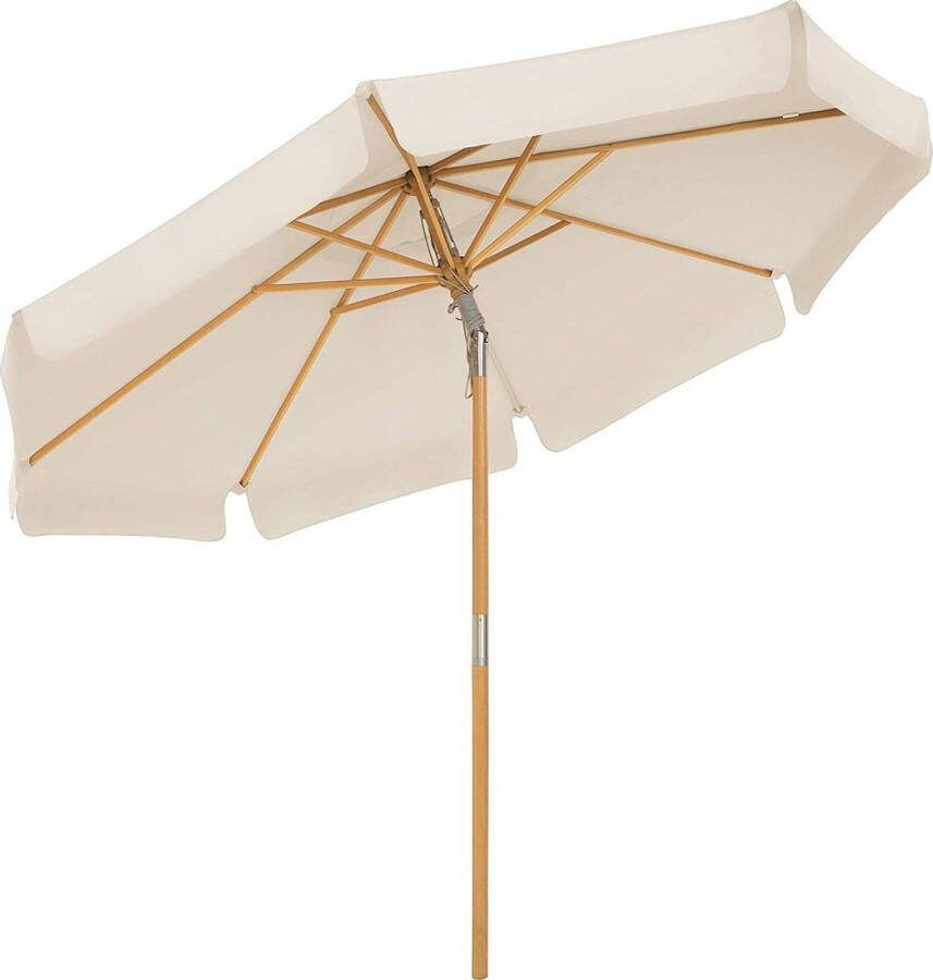 Nancy's Wylie Parasol Zonnescherm Zonwering UPF 50+ Hout Buigbaar Beige Grijs Bruin 270 cm