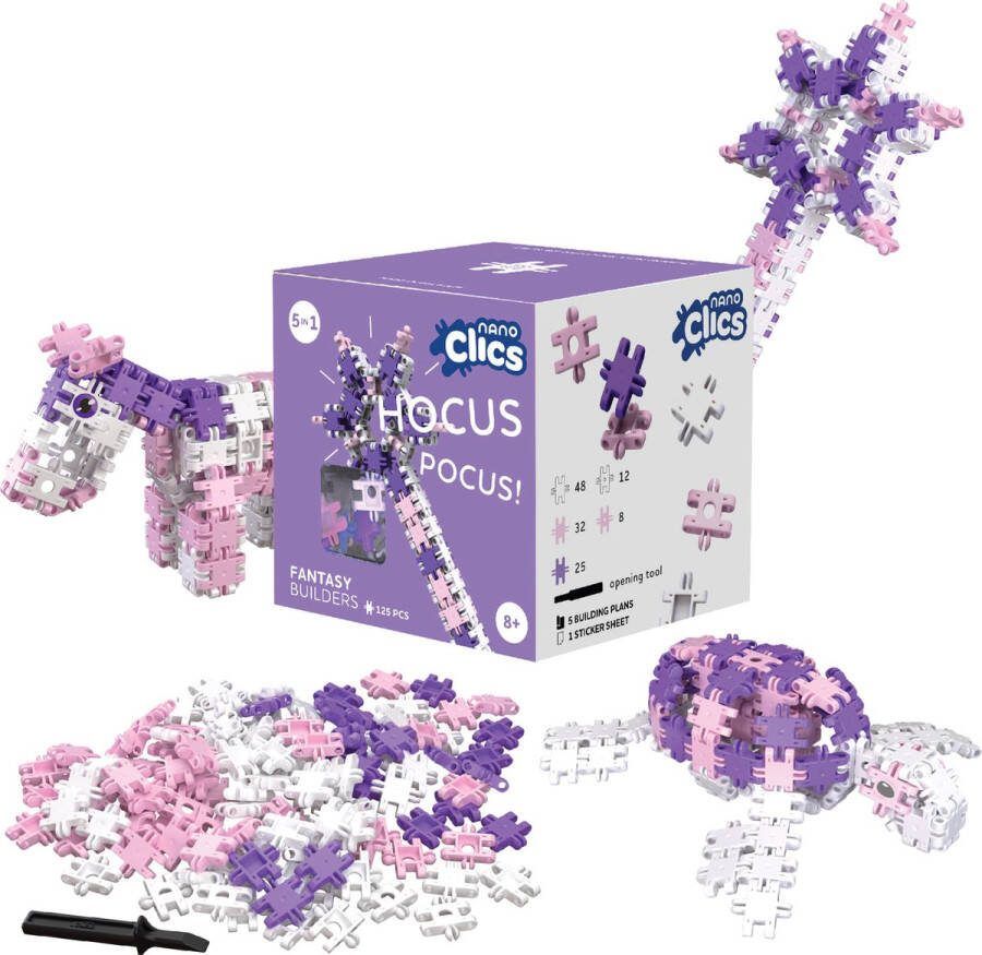 Nano Clics – Fantasy Builders 125 Piece Set – 5 in 1 Bouwblokken – DUURZAAM SPEELGOED Gemaakt Van 100% GERECYCLEERDE Kunststof – Speelgoed 8 9 10 11 12 jaar – Constructie Speelgoed