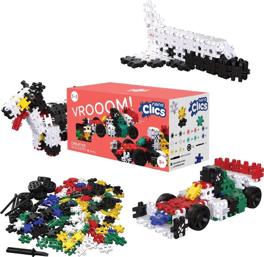 Nano Clics – Creative Builders 250 Piece Set – 5 in 1 Bouwblokken – DUURZAAM SPEELGOED Gemaakt Van 100% GERECYCLEERDE Kunststof – Speelgoed 8 9 10 11 12 jaar – Constructie Speelgoed
