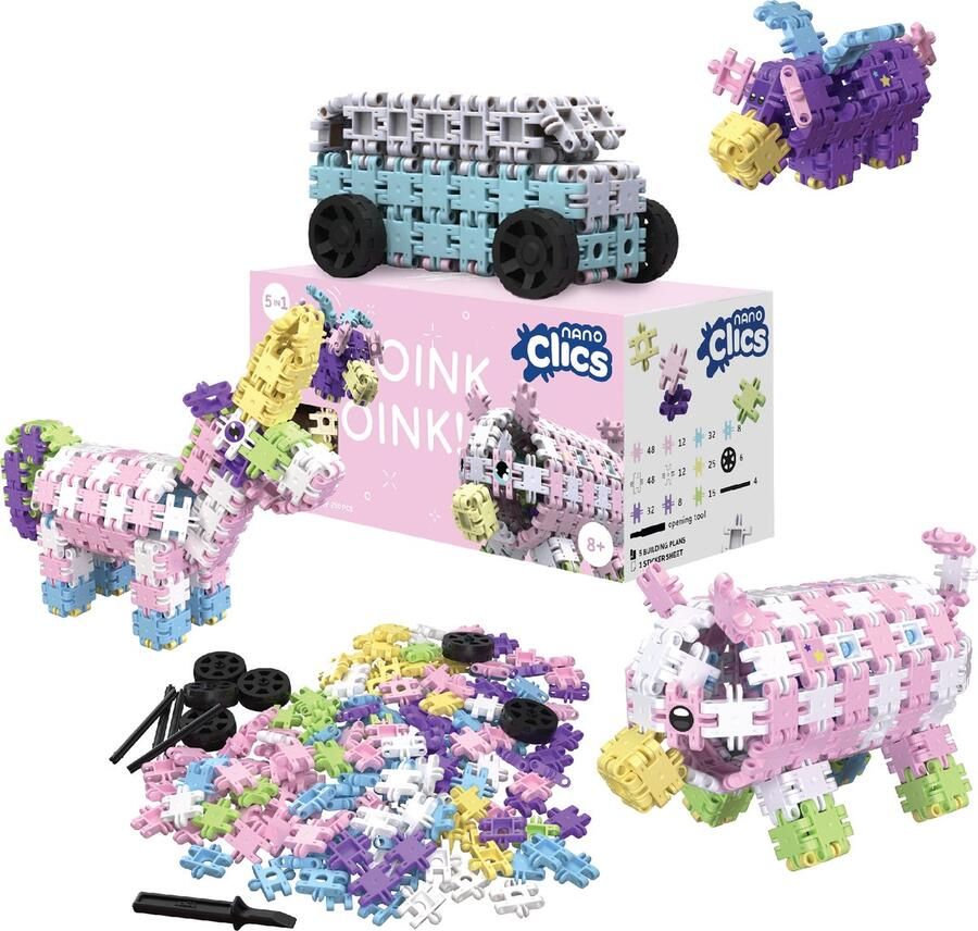 Nano Clics – Fantasy Builders 250 Piece Set – 5 in 1 Bouwblokken – DUURZAAM SPEELGOED Gemaakt Van 100% GERECYCLEERDE Kunststof – Speelgoed 8 9 10 11 12 jaar – Constructie Speelgoed
