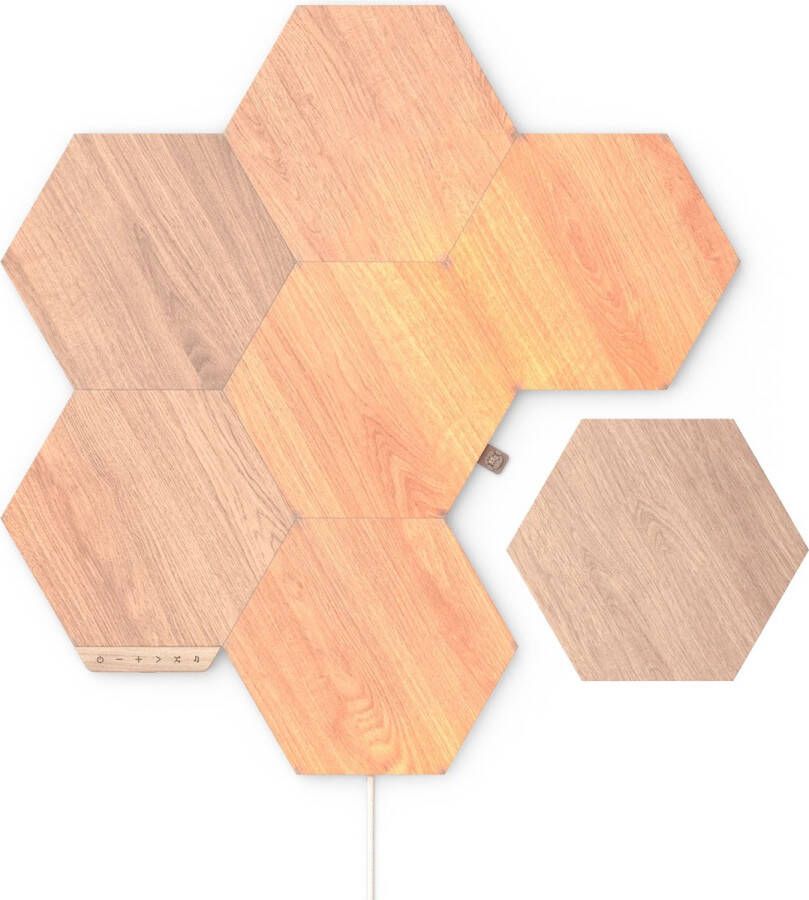 Nanoleaf Elements Hexagons Starter Kit Slimme Verlichting 7 LED Panelen met Houteffect Siri Google Alexa Compatibel