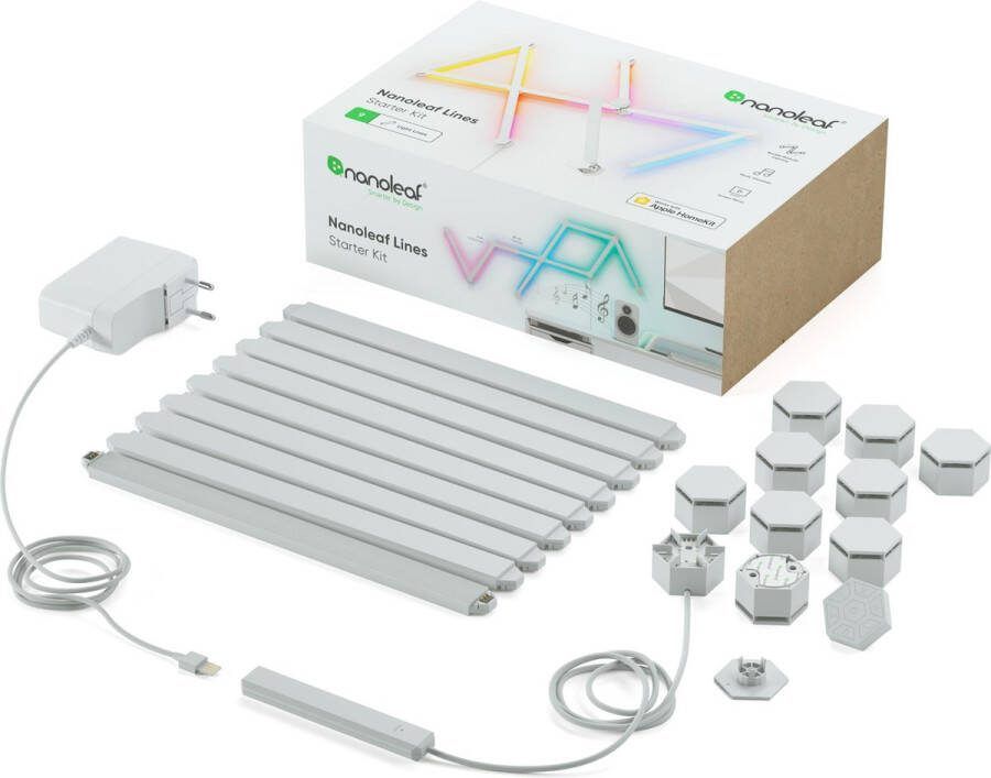 Nanoleaf Lines 60 Degrees Starterkit Slimme Verlichting 9 RGB LED Light Bars Siri Google Alexa Compatibel