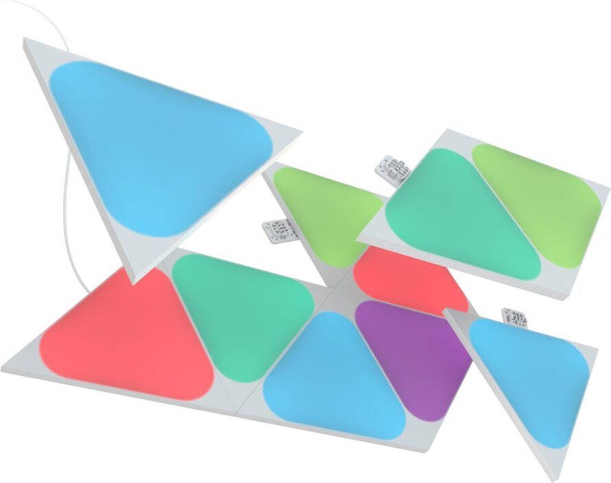 Nanoleaf Shapes Triangles Uitbreidingspakket Slimme Verlichting Accessoire LED wandlamp binnen RGBW Gaming 10St Wit