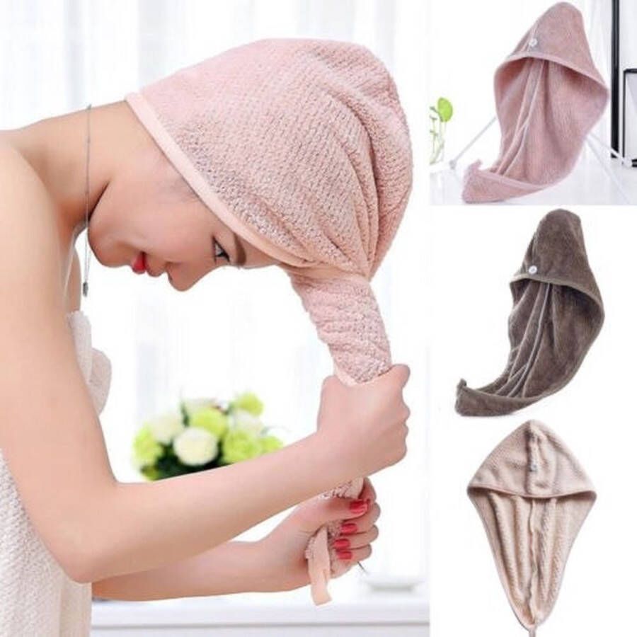 Narimano Haartulband tulbandhanddoek met knoop sneldrogende haarhanddoek voor vrouwen microvezel handdoek voor hoofd en lang haar ( Bruin )
