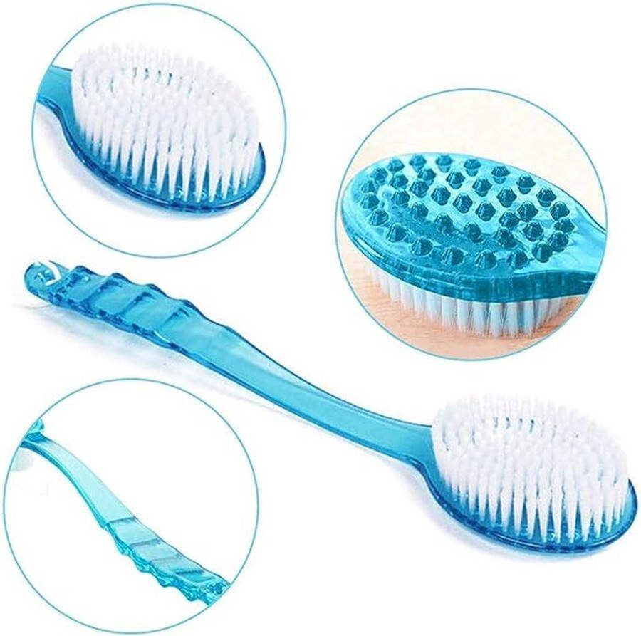 Narimano Badborstel bad rugborstel huid massage lichaam douche steelborstel met lange greep Blauw