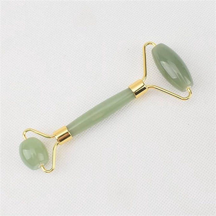 Narimano Dubbele Hoofd Jade Rollers Voor Gezicht Groene Jade Massage Roller Cellulite Rimpel Groen