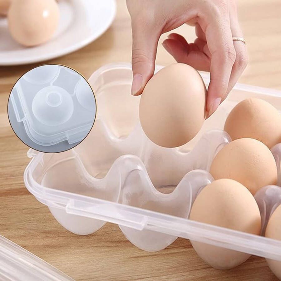 Narimano Eieren opbergdoos herbruikbare eierdoos eieropslag met klapdeksel kunststof voor outdoor thuis picknick transparant