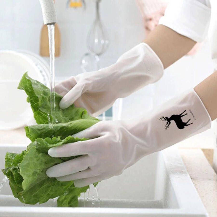 Narimano Hoge Kwaliteit Vrouwelijke Waterdichte- Rubberen LAfwashandschoenen Keuken Duurzame Schoonmaak- Huishoudelijke Klusjes Afwassen Gereedschap Wit