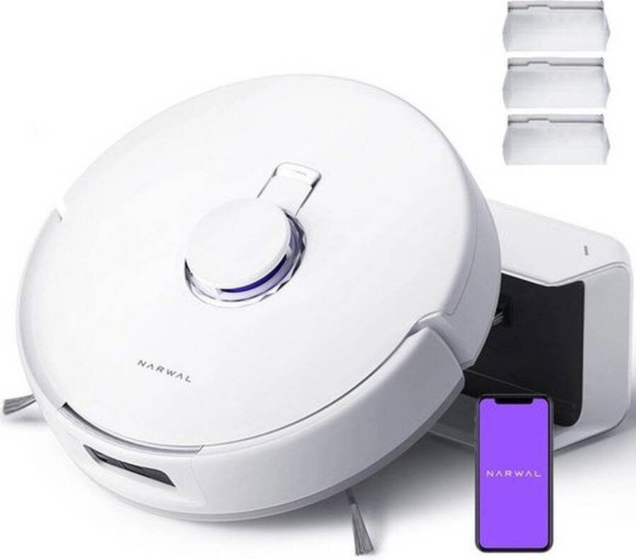 Narwal Robotstofzuiger Freo X Plus Robotstofzuiger met Dweilfunctie met 3 Extra Wegwerpstofzakken 7800 Pa Automatisch Leegstation Zelfdrainerend