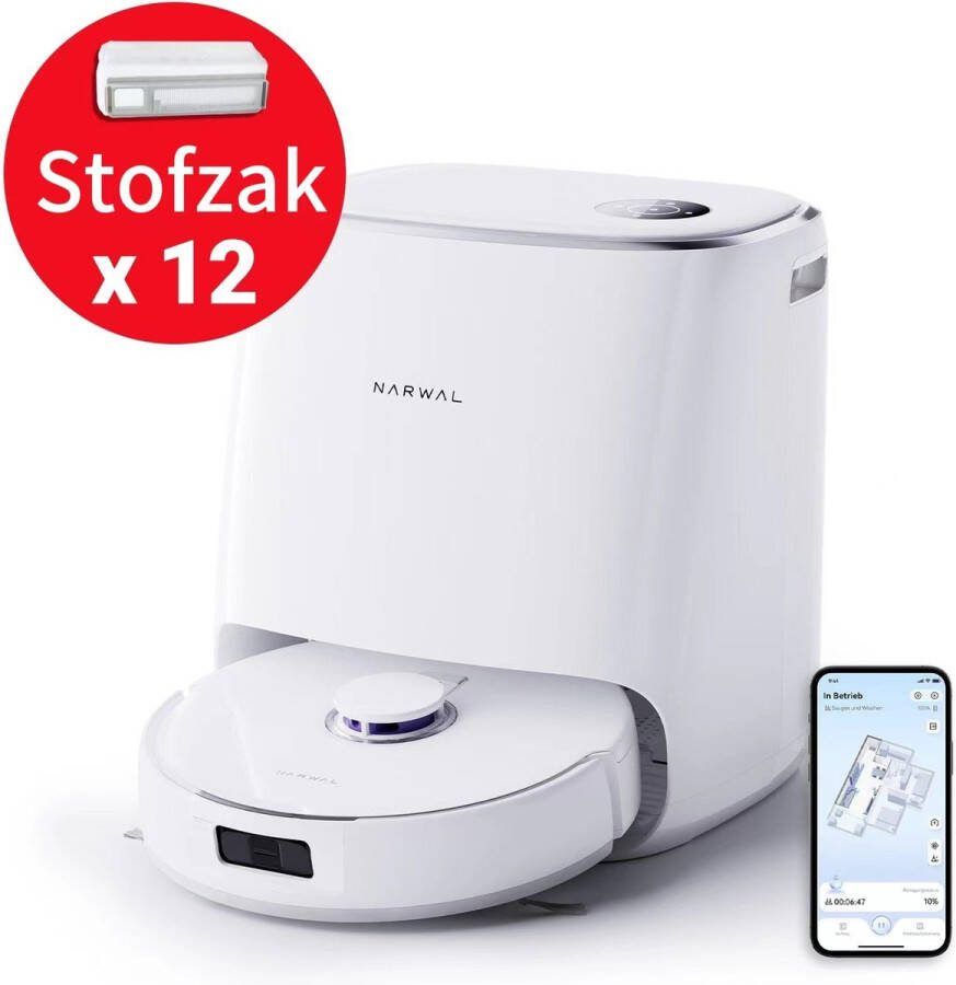 Narwal Robotstofzuiger Freo X Ultra met Dweilfunctie geen Verstrikking Stofopslag Robotstofzuiger met Laadstation 33dB 8200 Pa Robotstofzuiger Huisdieren