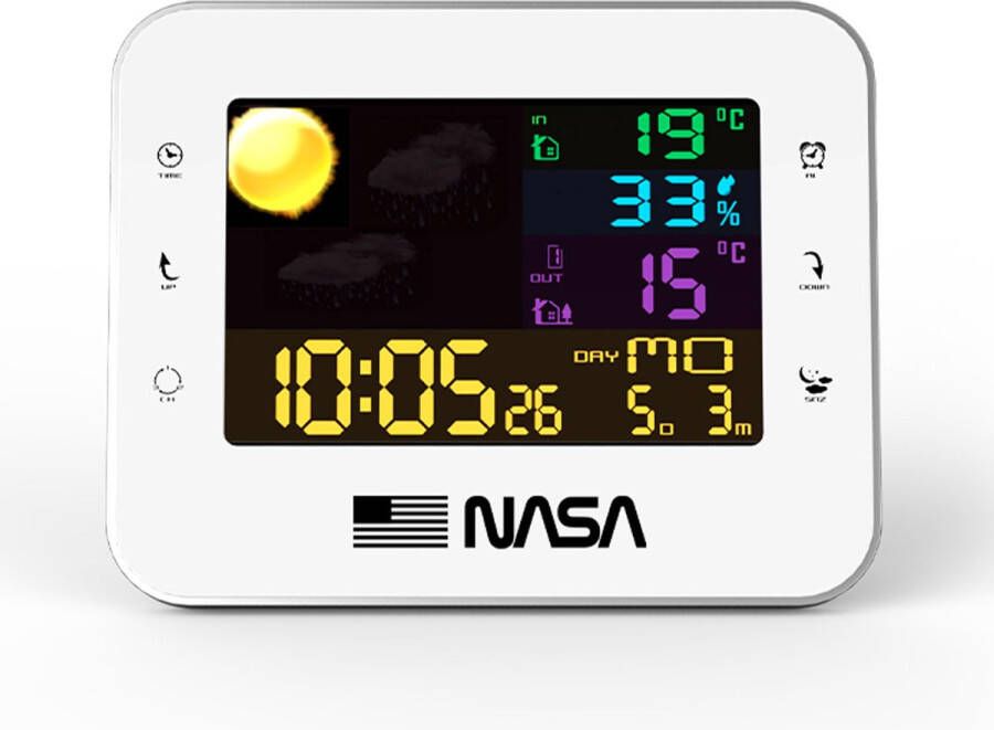 Nasa weerstation 7 in 1 kleur Wit | 6 LCD-scherm Voor binnen en buiten |