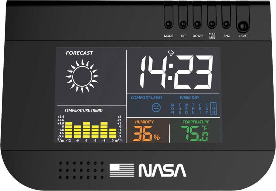 Nasa Weerstation WS100 | Draadloos weerstation Kalender Meten binnen temperatuur Meten luchtvochtigheid 3 LCD Scherm |