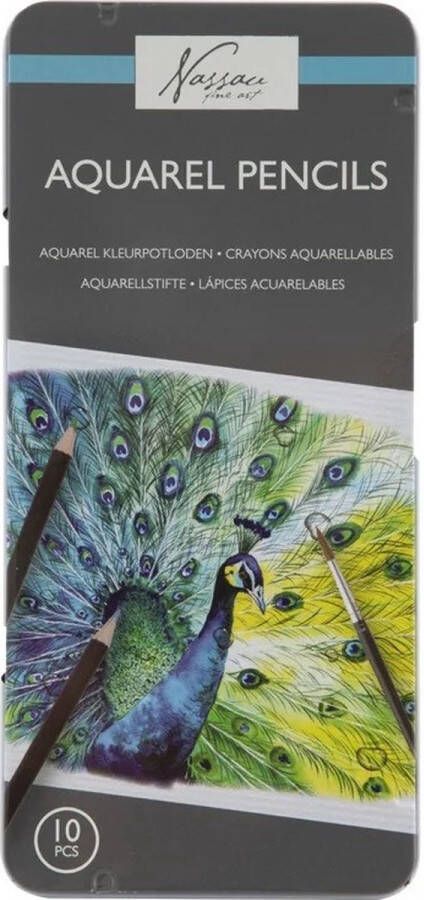 Nassau Aquarelpotloden 10-delig in metalen doos