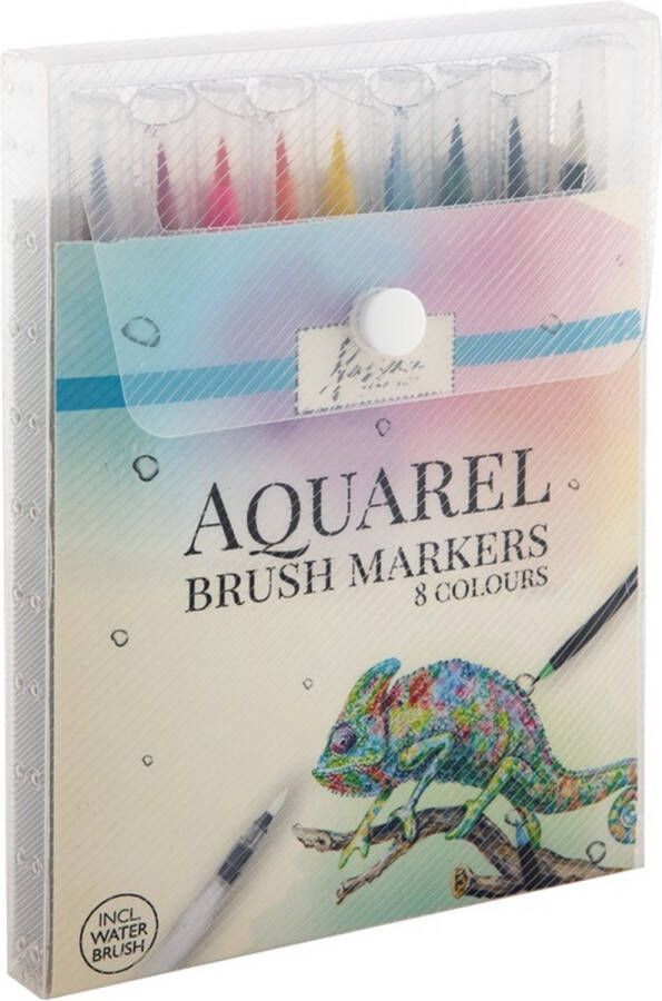 Nassau Fine Art Aquarel Penseelstiften 8 kleuren 1 waterbrush Aquarel verf voor volwassenen Bullet journal Handlettering set Fineliners