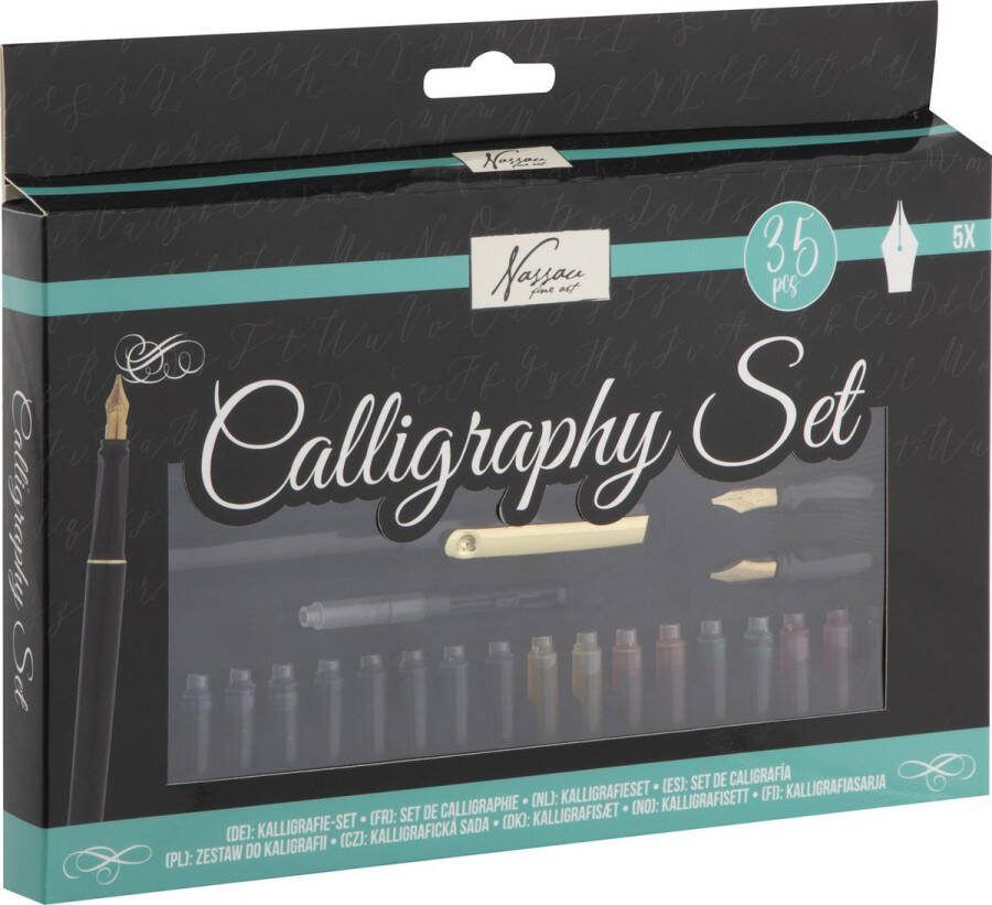 Nassau Fine Art Kalligrafie Set 35-delig Kalligrafiepennen & Handlettering Benodigdheden Inclusief Gekleurde Inkt