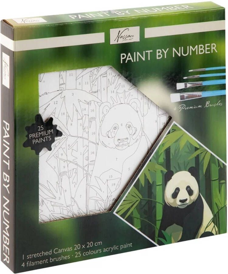 Nassau Fine Art schilderen op nummer panda 20 x 20 cm