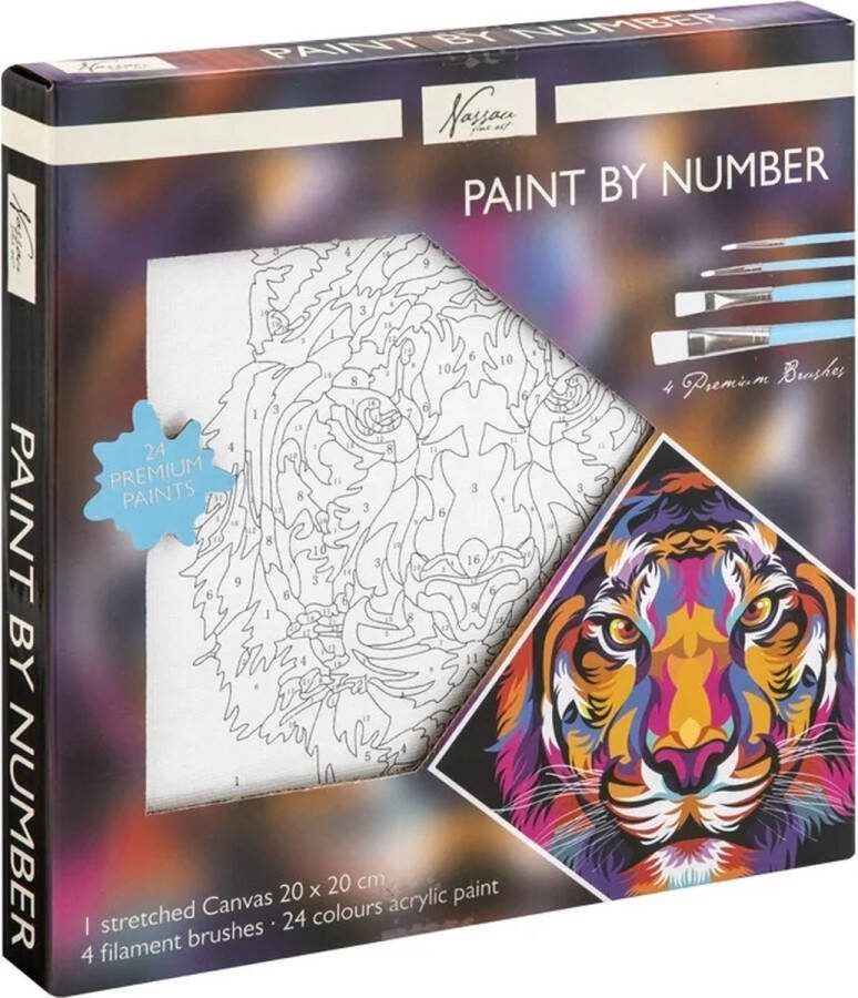 Nassau Fine Art schilderen op nummer Tiger 20 x 20 cm