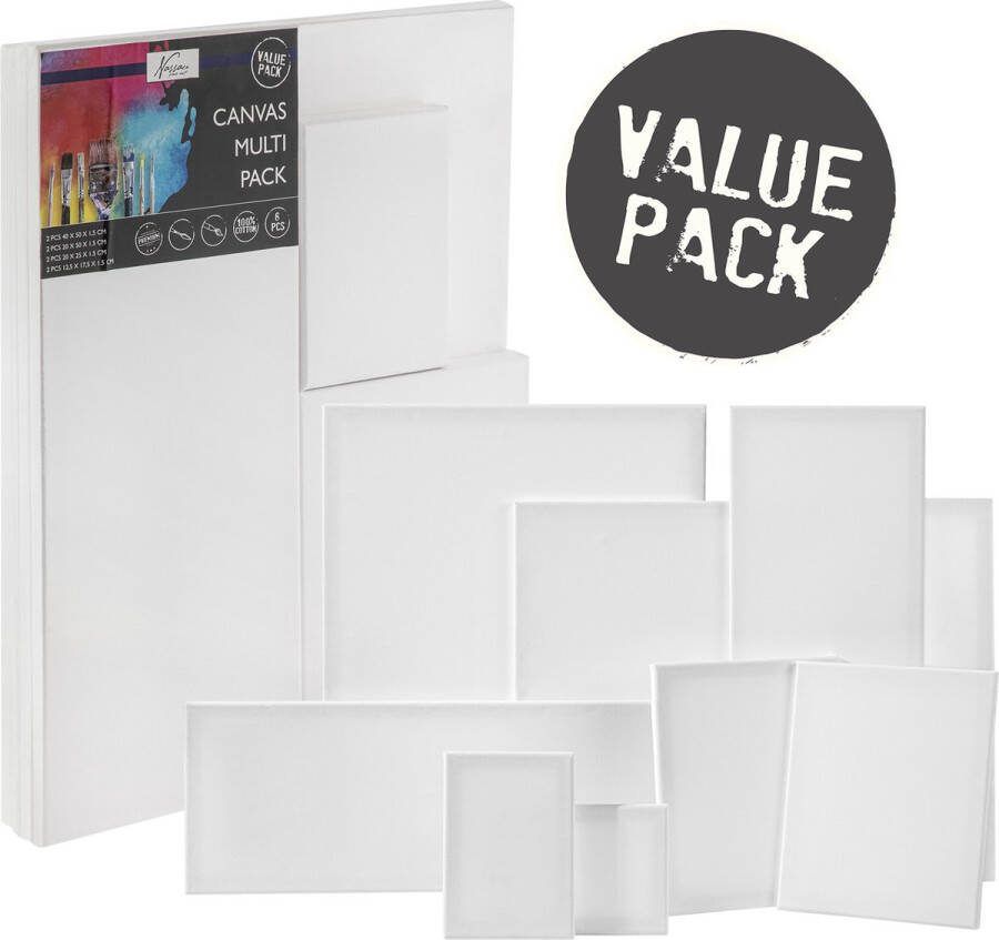 Nassau Fine Art Schildersdoeken Set 8-Delig Verschillende Formaten [FSC Materiaal] Voorraadverpakking voor creatieve projecten acrylverf olieverf aquarelverf duurzaam hoge kwaliteit