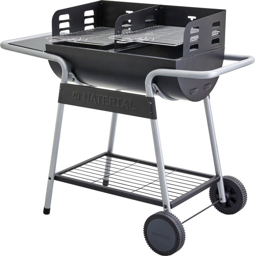 Naterial ICARUS ALPHA II houtskoolbarbecue 10 personen H.93 5 x L.110 x D.59 cm Gelakt staal Zwart Hoekige BBQ zonder deksel