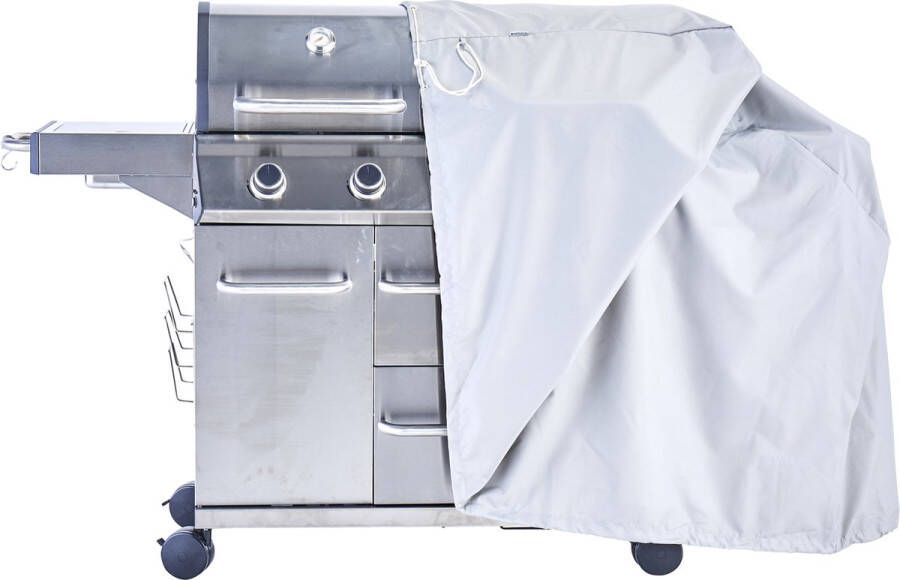 Naterial NATERIAAL Beschermhoes voor gasbarbecue en plancha L.188 x B.57 x H.97 cm UV-bestendig waterdicht waterafstotend beluchter Lichtgrijs