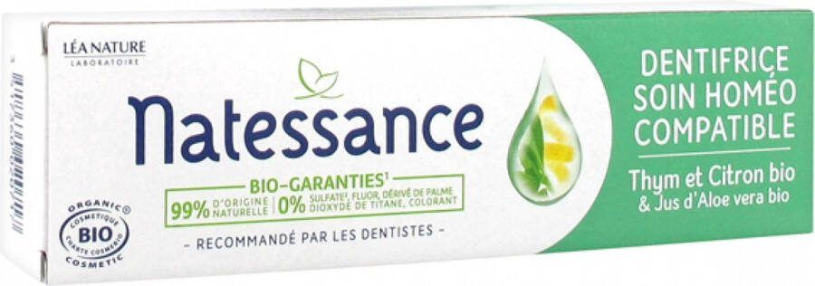 NATESSANCE Biologische Tijm en Citroen Homeo Compatibele Tandpasta 75 ml