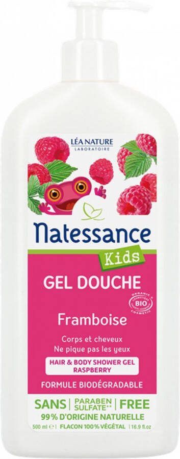 NATESSANCE Kids Douchegel Framboos 500 ml