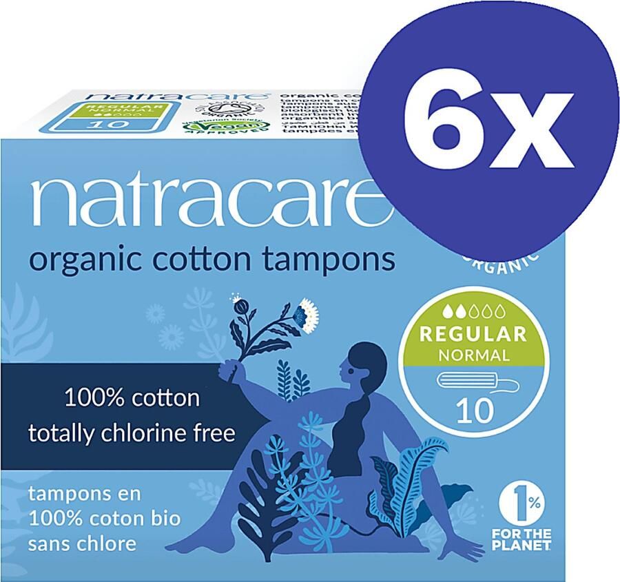 Natracare Tampons van Biologisch Katoen Regular (6x 10 stuks)
