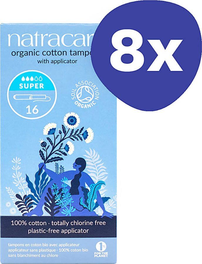 Natracare Tampons van Biologisch Katoen met Applicator (8x 16 stuks)