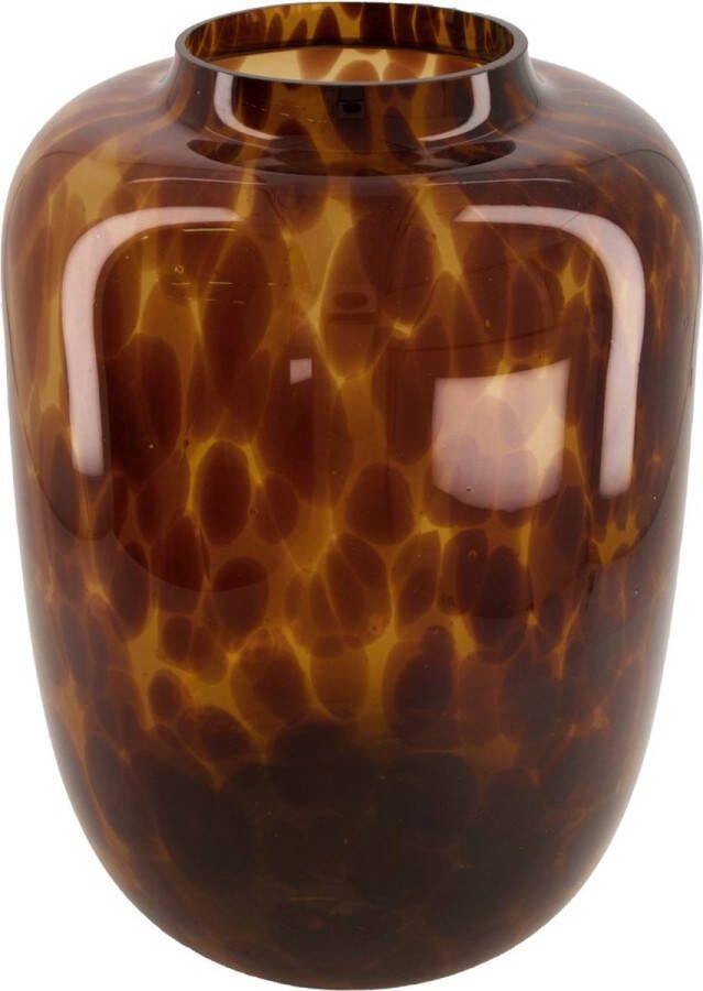 Natural Collections Cheetah vaas XL 34 cm hoog glas bruin leopard