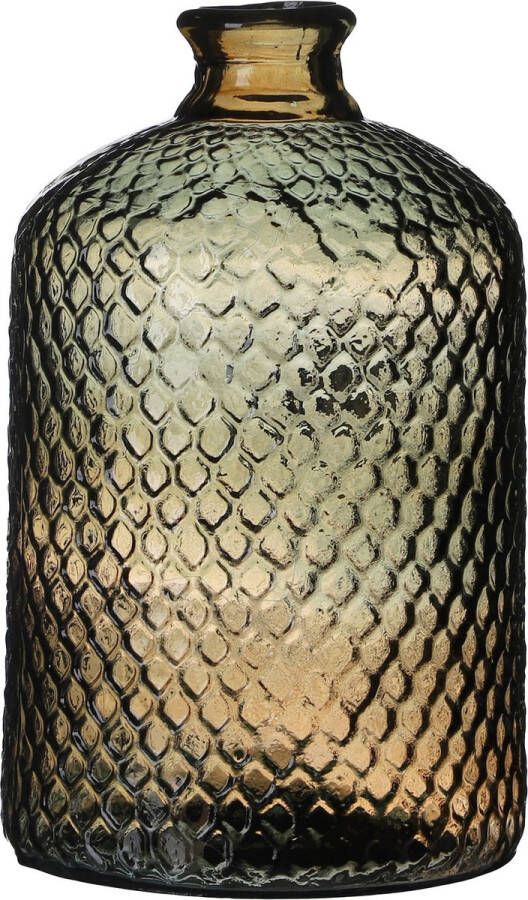 Natural Living Bloemenvaas Scubs Bottle brons bruin geschubt transparant glas D18 x H31 cm Fles vazen