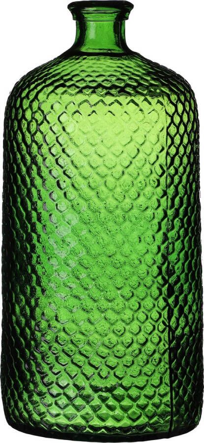 Natural Living Bloemenvaas Scubs Bottle groen geschubt transparant glas D18 x H42 cm Fles vazen