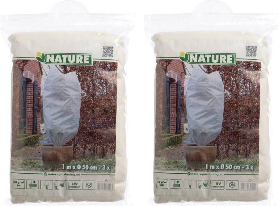 Nature 12x stuks plantenhoezen wit H 1 meter x D 50 cm 50 g m2 Winter afdekhoes voor planten Anti-vorst beschermhoes