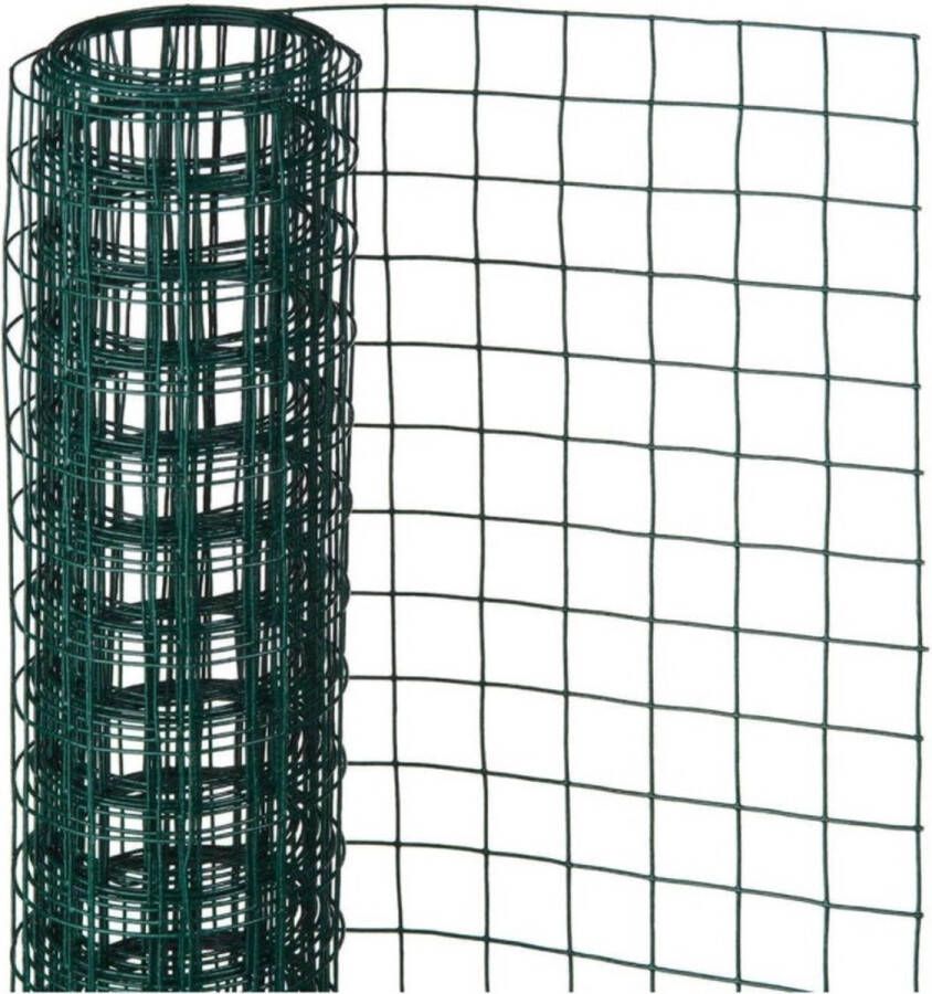 Nature 2x rollen tuinhek vierkant gaas groen 50 x 250 cm gegalvaniseerd staaldraad met UV bestendige coating tuingaas
