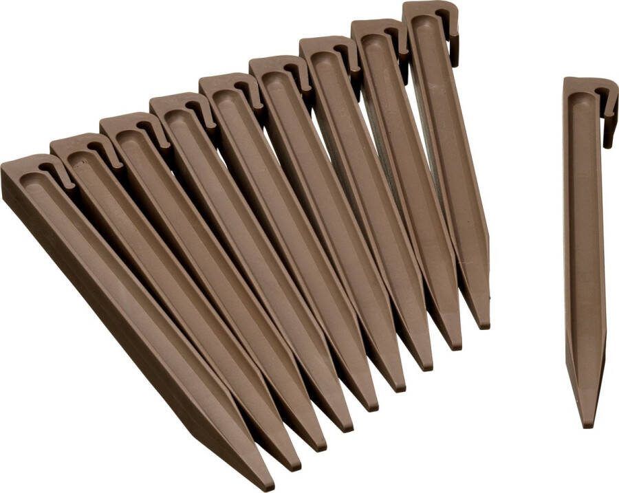 Nature 30x stuks Grondpennen van kunststof voor grasranden borderranden taupe bruin 26 7 cm