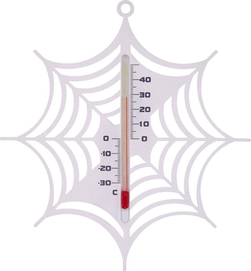Nature Binnen buiten thermometer wit spinnenweb 15 cm Tuindecoratie Buitenthemometers kozijnthermometer raamthermometer