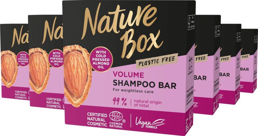 Nature Box Almond Shampoo Bar Haarverzorging Shampoo Bar Voordeelverpakking 6 x 85 gr