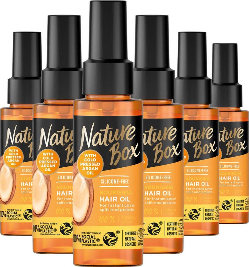 Nature Box Argan Haarolie Haarverzorging Haarolie Voordeelverpakking 6 x 70 ml