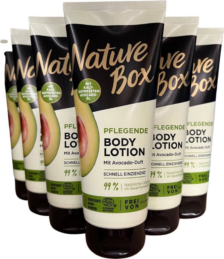 Nature Box Avocado Bodylotion Lichaamsverzorging Voordeelverpakking 6 x 200 ml