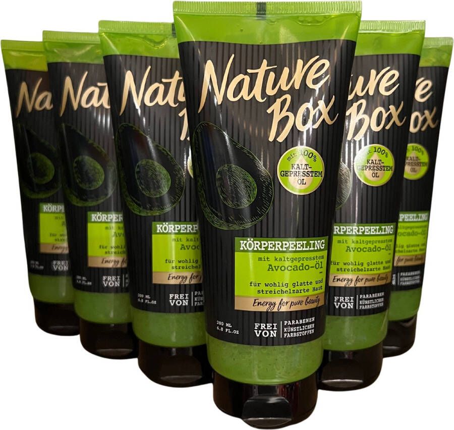 Nature Box Avocado Bodypeeling Lichaamsverzorging Voordeelverpakking 6 x 200 ml