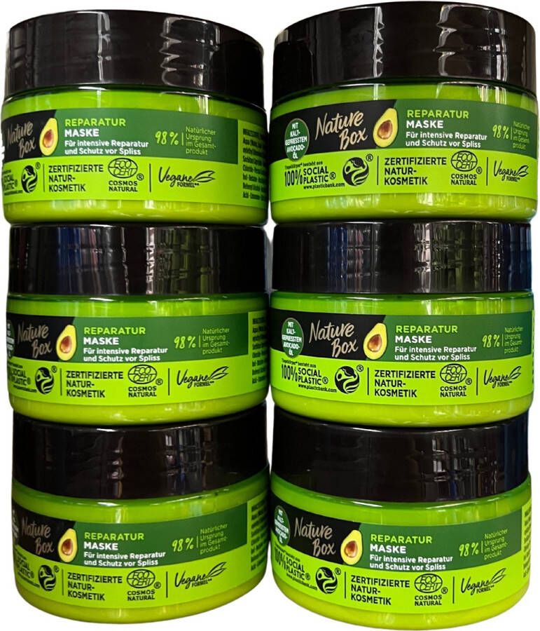 Nature Box Avocado Haarmasker Repair Haarverzorging Voordeelverpakking 6 x 200 ml