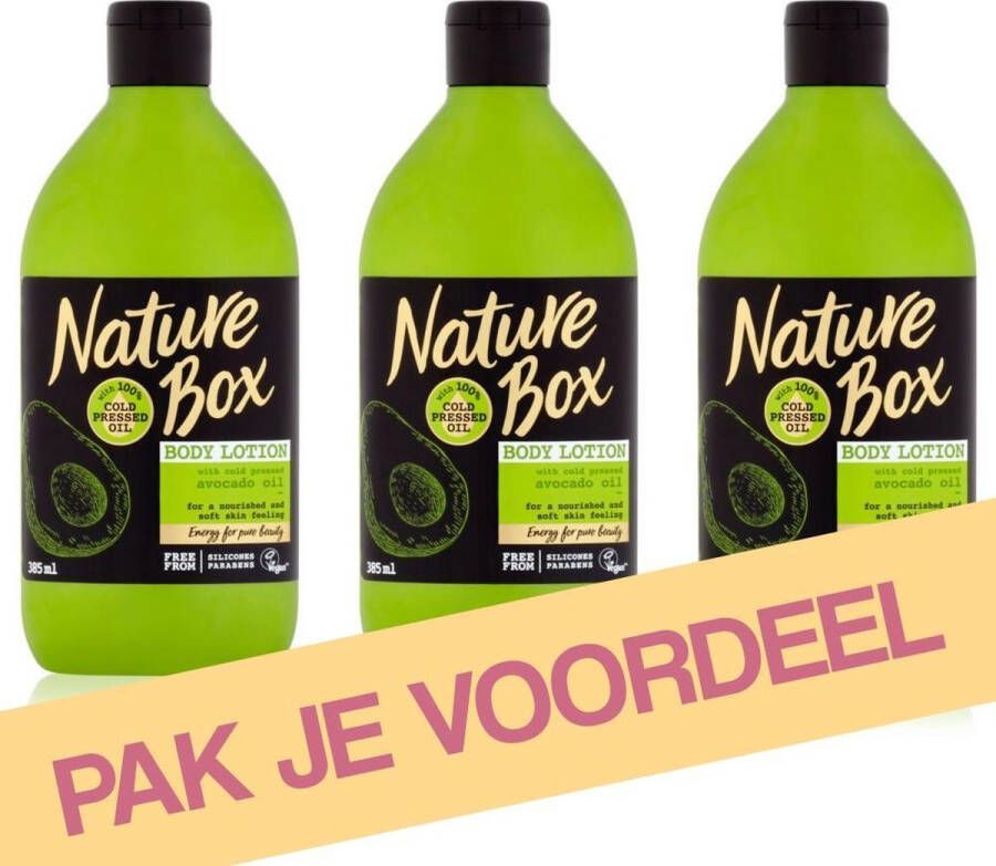 Nature Box Avocado Oil Hydraterende Bodylotion 3 x 385 ml Voordeelverpakking