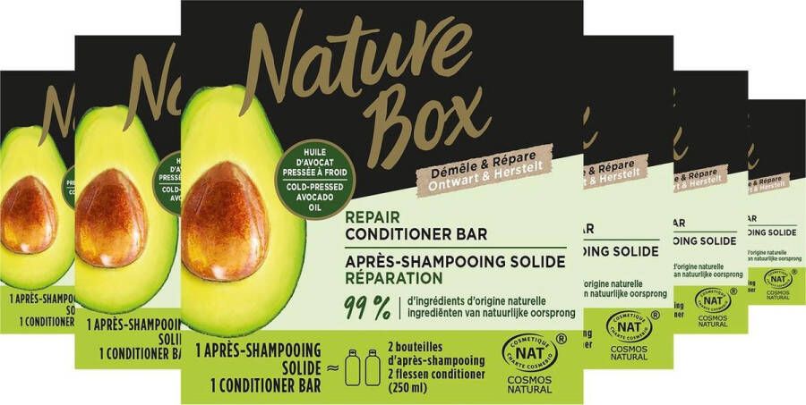 Nature Box Avocado Repair Conditioner Bar 6x 80gr Voordeelverpakking