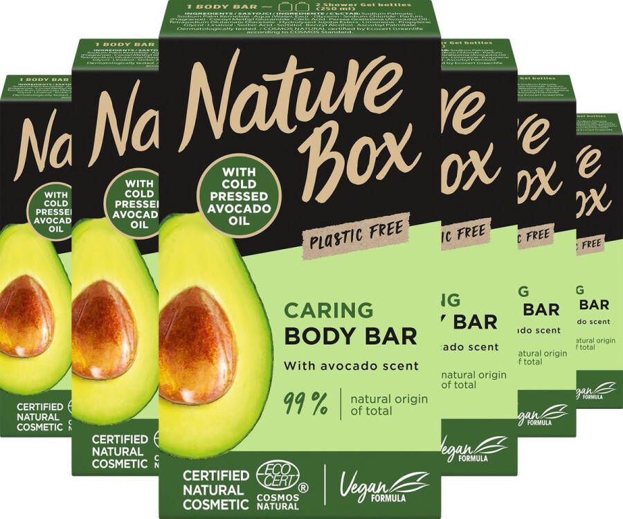 Nature Box Avocado shower bar 6 x 100 gr voordeelverpakking